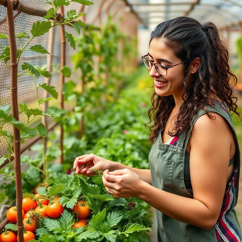Agricultora urbana com hortaliças orgânicas